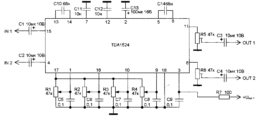 Темброблок схема tda1524a