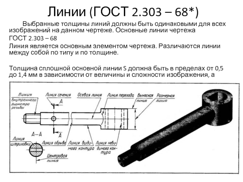 2.303. ГОСТ 2.303-68 линии чертежа. ГОСТ 2.303-68 масштабы. ГОСТ 2.303–68 – ЕСКД. Линии чертежа. Чертёж детали ГОСТ 2.303-68.