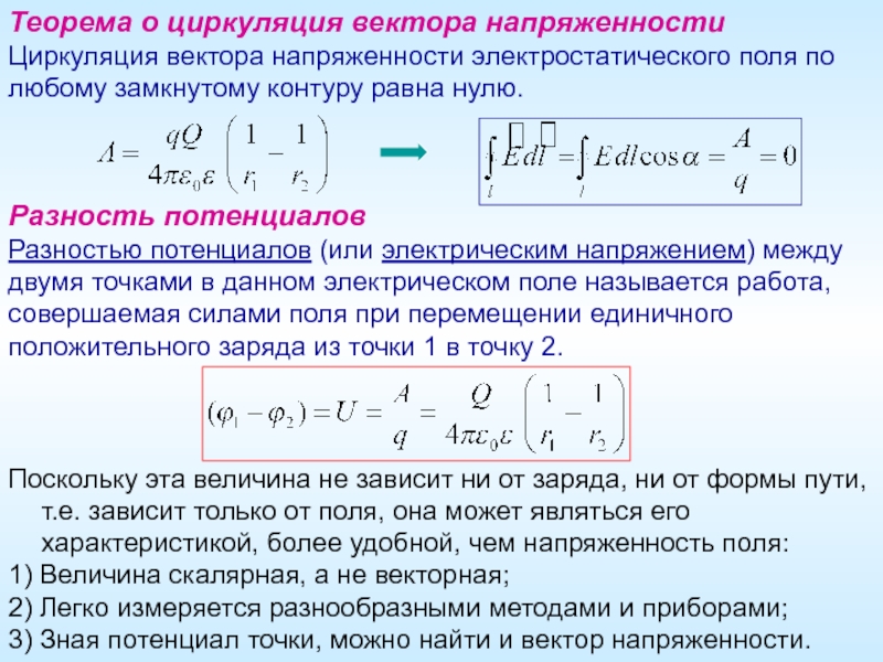 Напряженность поля между двумя точками