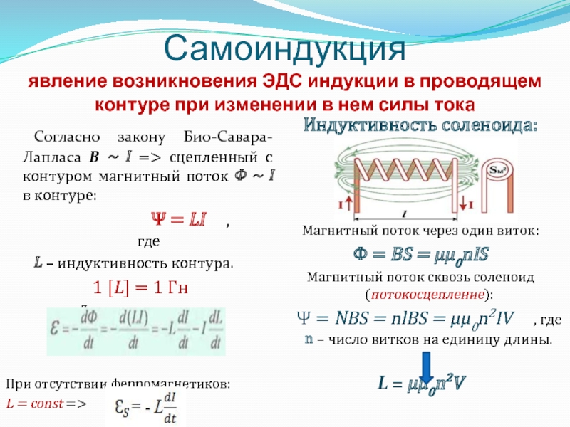 Эдс индукции в контуре. ЭДС самоиндукции формула через Индуктивность. Магнитный поток самоиндукции формула. Самоиндукция физика формула. Величина ЭДС самоиндукции формула.