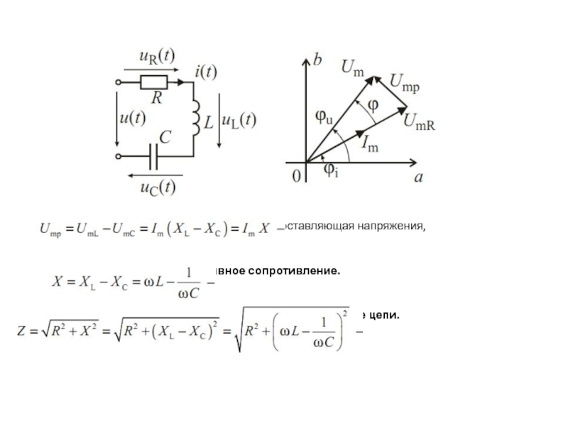 Векторная диаграмма сопротивления в цепи. Реактивная составляющая напряжения. Комплексное сопротивление RC цепи. Треугольник сопротивлений RC цепи. Векторная диаграмма напряжений RC цепи.
