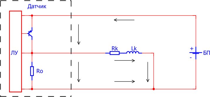 Направление тока при открытом транзисторе