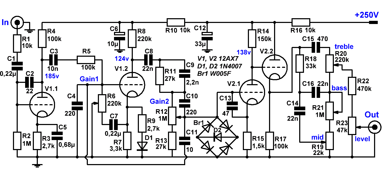 Cхема гитарного усилителя Marshall JCM900