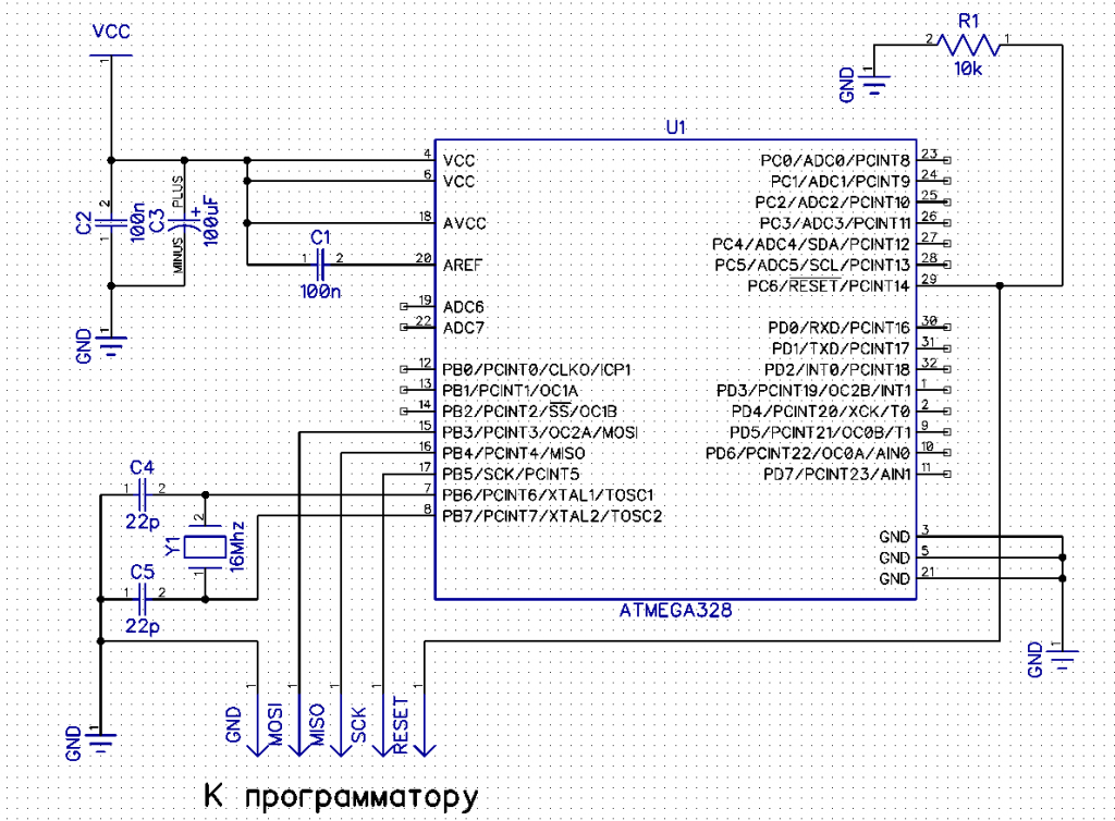 Atmega328p схема электрическая принципиальная