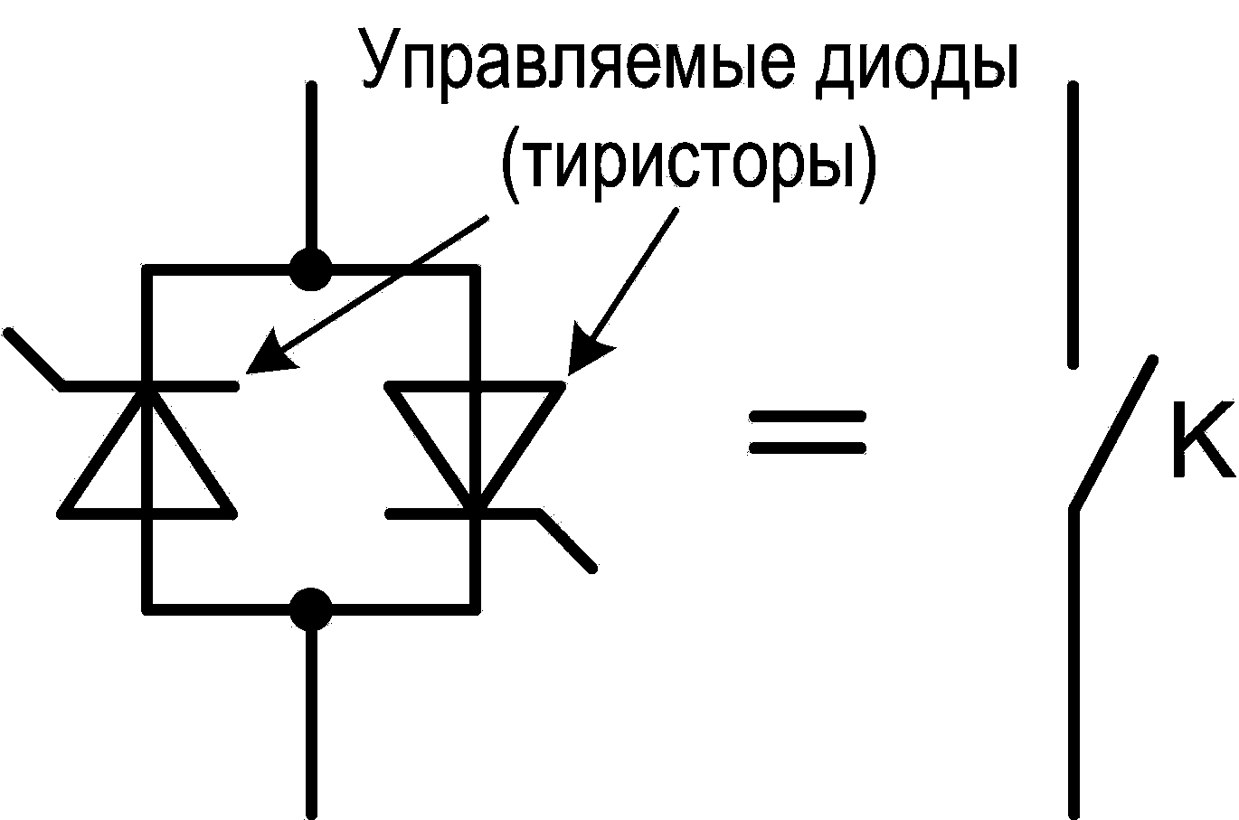 Схема включения тиристора в цепь постоянного тока