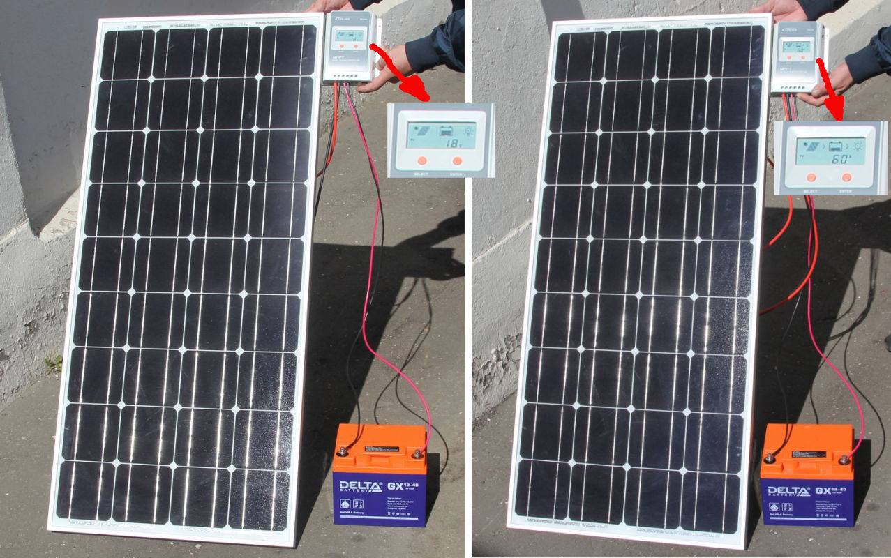 Измерение напряжения и тока в точке максимальной мощности солнечной батареи 100 Вт