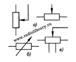 Обозначение переменных резисторов