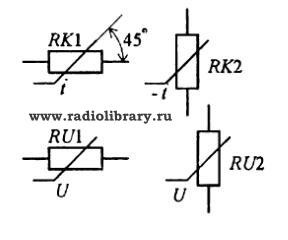 Обозначение терморезисторов и варисторов