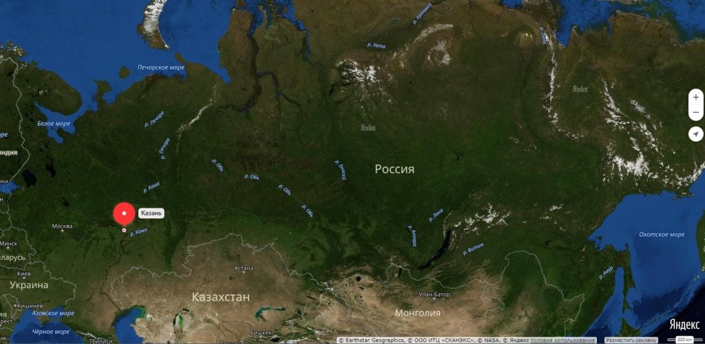 Казань на карте России